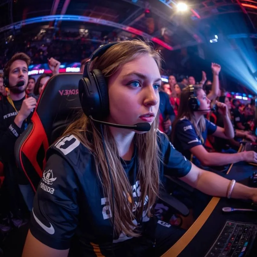 Esports athlete at a competition setup